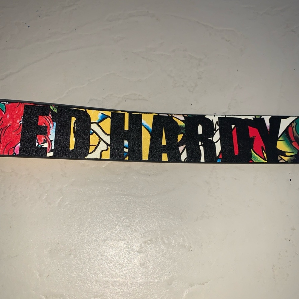 Ed Hardy Men's Reversible Belt Tattoo Dragon Skull Y2K Streetwear Size 42 - Picture 10 of 15